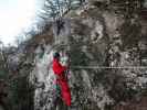 Bergkraxlerwand-Klettersteig: Jörg auf der Seilbrücke