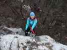 Linker Bergkraxlerwand-Klettersteig: Irene in der Schlüsselstelle