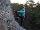 Bergkraxlerwand-Klettersteig: Irene zwischen linkem und rechtem Klettersteig