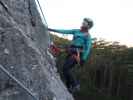 Bergkraxlerwand-Klettersteig: Irene zwischen linkem und rechtem Klettersteig