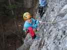 Rechter Bergkraxlerwand-Klettersteig: Antonia im oberen Teil