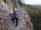 Bergkraxlerwand-Klettersteig: Maria in der Abzweigung zur Seilbrücke