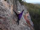 Bergkraxlerwand-Klettersteig: Maria in der Abzweigung zur Seilbrücke