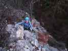 Linker Bergkraxlerwand-Klettersteig: Sabine an der oberen Kante