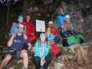 Rechter Bergkraxlerwand-Klettersteig: Sabine, ich, Jörg, Irene, Antonia, Andreas, Marlies und Alexander beim Einstieg