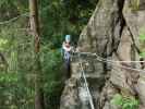 Piburger Klettersteig: Sabine vor der Seilbrücke