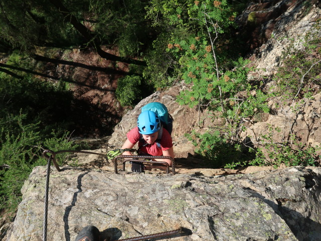 Jubiläums-Klettersteig: Sabine in der Einstiegswand