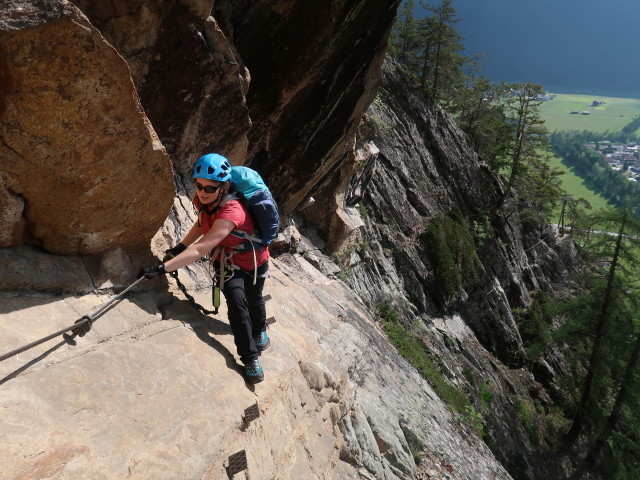 Jubiläums-Klettersteig: Sabine auf der Rampe
