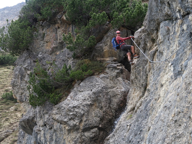 Wasserfall-Klettersteig: Ich in der Einstiegswand