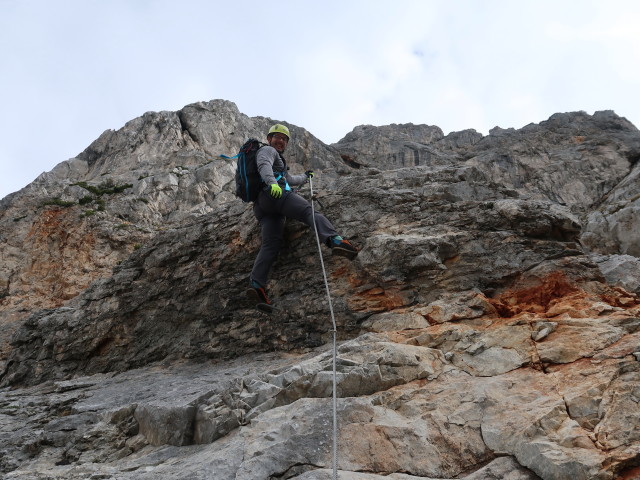 Königschusswand-Klettersteig: Alexander im unteren Teil