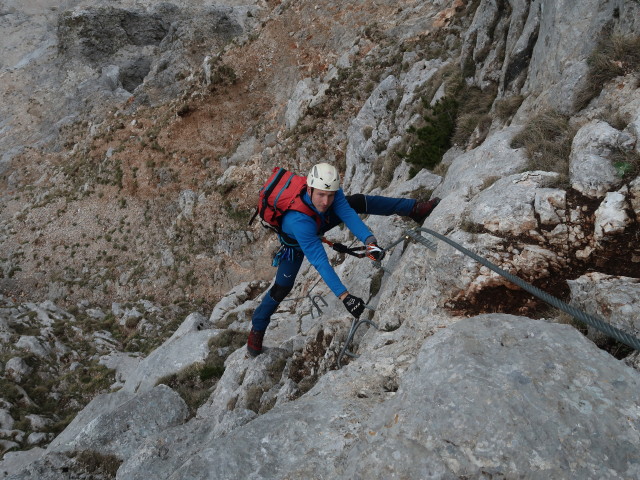 Königschusswand-Klettersteig: Christoph im unteren Teil