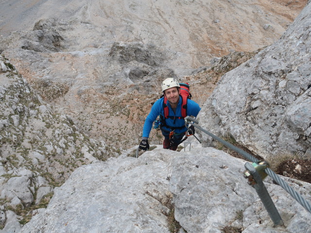 Königschusswand-Klettersteig: Christoph im unteren Teil