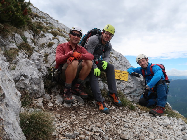 Königschusswand-Klettersteig: Ich, Alexander und Christoph beim Ausstieg