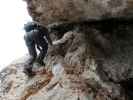 Königschusswand-Klettersteig: Alexander zwischen Schlüsselstelle und Höhle