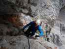 Königschusswand-Klettersteig: Christoph zwischen Schlüsselstelle und Höhle