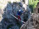 Klettersteig 'Verborgene Welt': Roland auf der 3. Seilbrücke