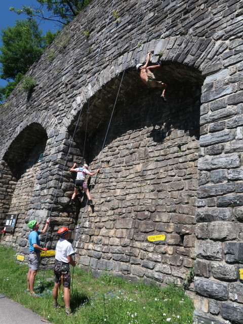 Frank, ich, Josef und Rashid im Klettergarten Kaponig, 1.050 m
