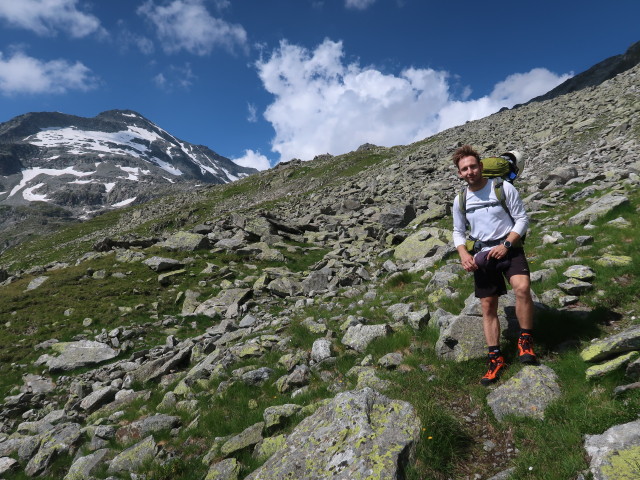 Christoph zwischen Kleinhapscharte und Törlkopf (31. Juli)
