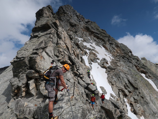 Klettersteig 'Detmolder Grat': Aaron, Christian und Armin (1. Aug.)