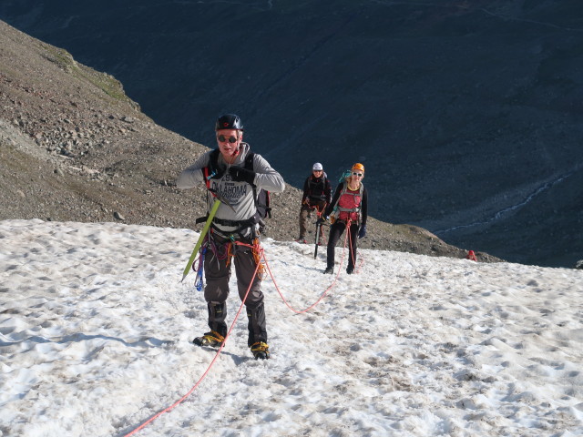 Erich, Bernadette und Evelyn am Ochsentaler Gletscher (16. Aug.)