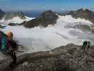 Evelyn und Bernadette zwischen Ochsentaler Gletscher und Großem Piz Buin (16. Aug.)