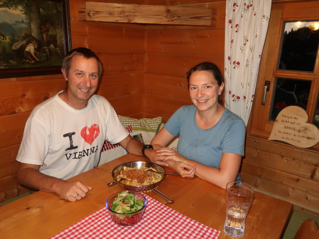 Ich und Sabine in der Sch&ouml;nwetterh&uuml;tte, 1.442 m (4. Sept.)