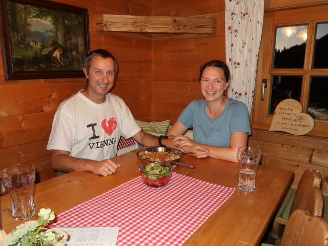 Ich und Sabine in der Sch&ouml;nwetterh&uuml;tte, 1.442 m (4. Sept.)