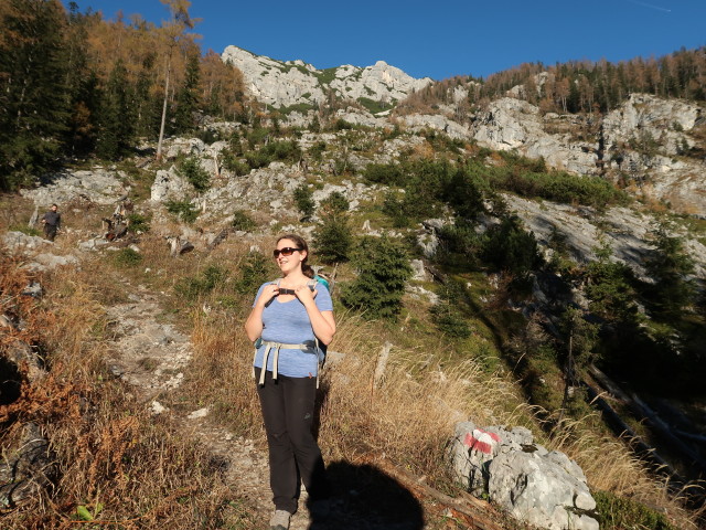 Sabine am Budergrabensteig zwischen Merkensteinbr&uuml;ndl und Jagdhaus Rettenbach (8. Nov.)