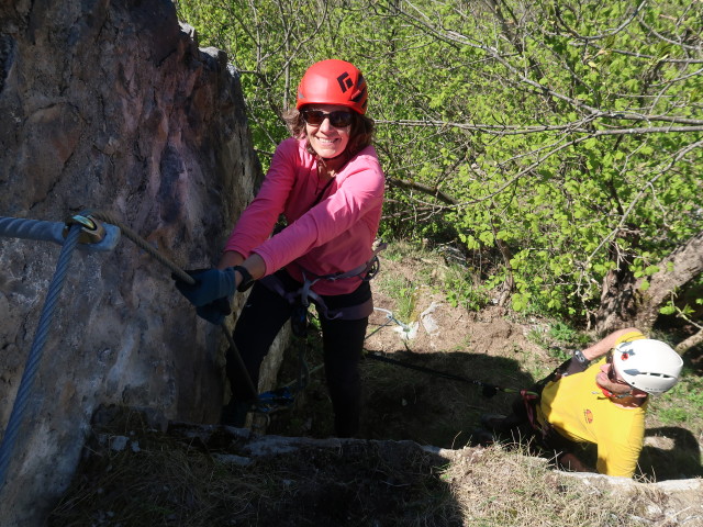 Ruine Rabenstein-Klettersteig: Martina und David im Ausstieg