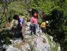 Ruine Rabenstein-Klettersteig: Axel, Martina und David nach der Seilbrücke