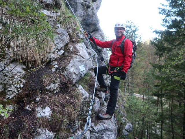 Türkenschanze-Klettersteig: David im Einstieg