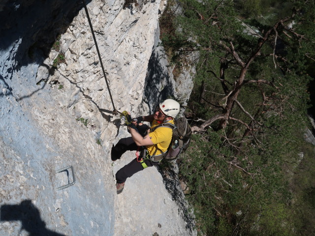 Türkenkopf-Klettersteig: David in der Schlüsselstelle