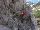 Däumling-Klettersteig: Thomas auf der ersten Seilbrücke