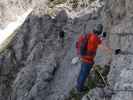 Däumling-Klettersteig: Birgit und Thomas auf der ersten Seilbrücke