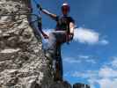 Däumling-Klettersteig: Birgit vor der Nepalbrücke