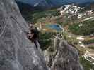 Däumling-Klettersteig: Birgit zwischen Nepalbrücke und zweiter Seilbrücke