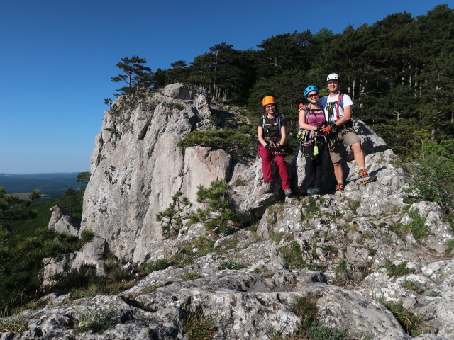 Couloir-Stiege: Hannelore, Sabine und ich beim Ausstieg