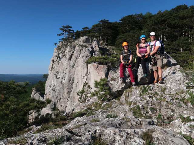 Couloir-Stiege: Hannelore, Sabine und ich beim Ausstieg