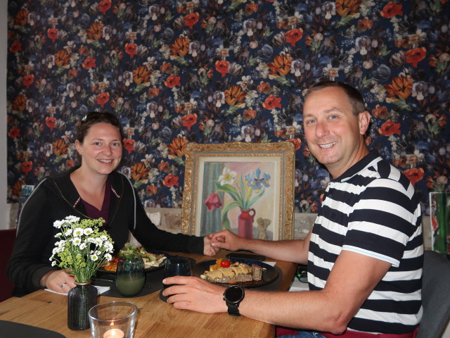 Sabine und ich im Restaurant 'Blauer Esel' in Rostock (21. Juni)