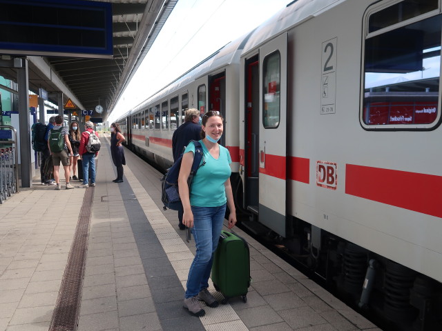 Sabine im Hauptbahnhof Rostock (22. Juni)