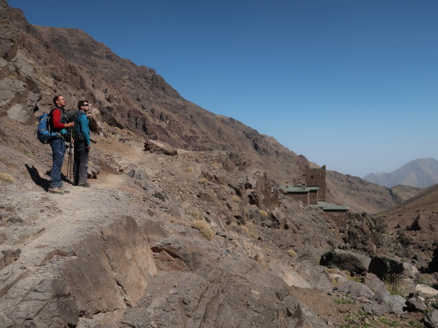 Hans-J&ouml;rg und Ronald zwischen Tizi n'Toubkal und Rifuge Neltner (29. Sep.)