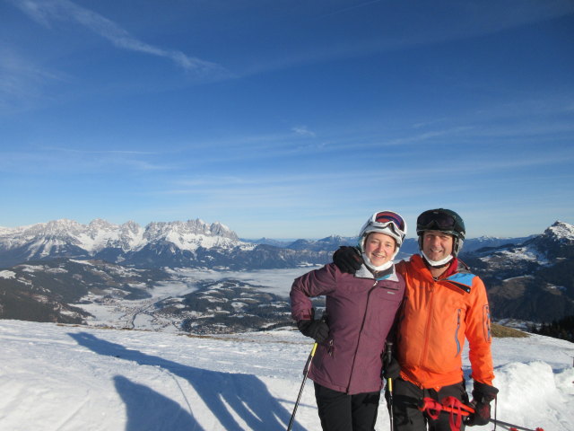 Sabine und ich auf der Hahnenkammabfahrt (1. J&auml;n.)