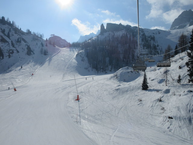Piste Portados von der Sesselbahn Carpazza aus (20. März)