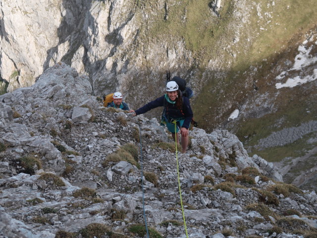 Kalbling-Nordwestgrat: Stefan und Romana in der 4. Seill&auml;nge (5. Juni)