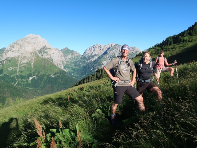Frank, Christoph und Larissa zwischen Unterer Spielbodenalm und Oberer Spielbodenalm