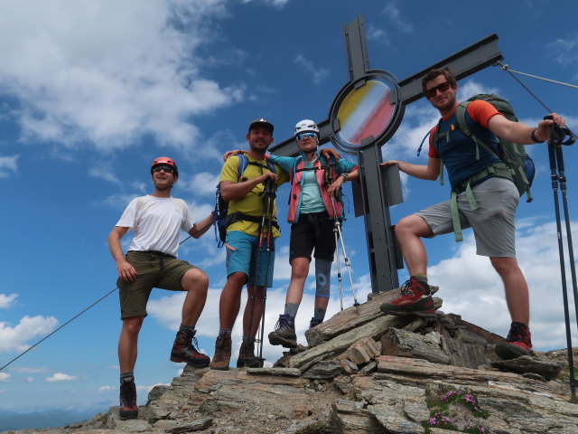 Ich, Georg, Sarah und Christian am Neunerkogel, 2.827 m (3. Juli)