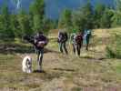 Stefan, Emma, Sonja, Katja Lin, Anja Liv und Kerstin zwischen Gamperlehütte und Böses Weibele