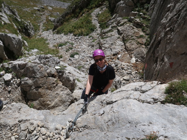 Via Ferrata Enrico Contin: Birgit im Einstieg