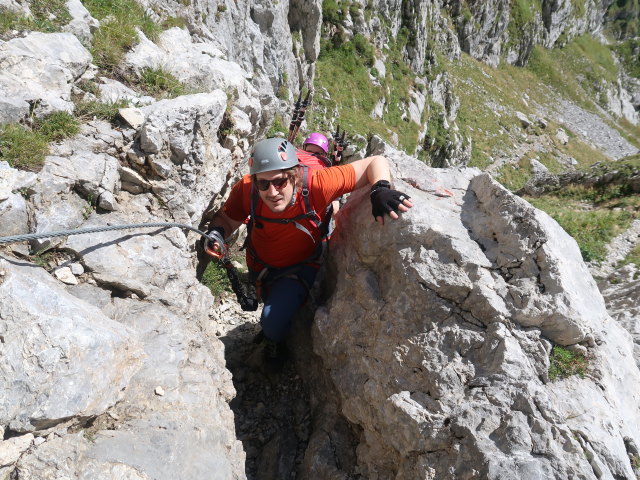 Via Ferrata Enrico Contin: Thomas und Birgit zwischen Einstieg und Forcella Contin