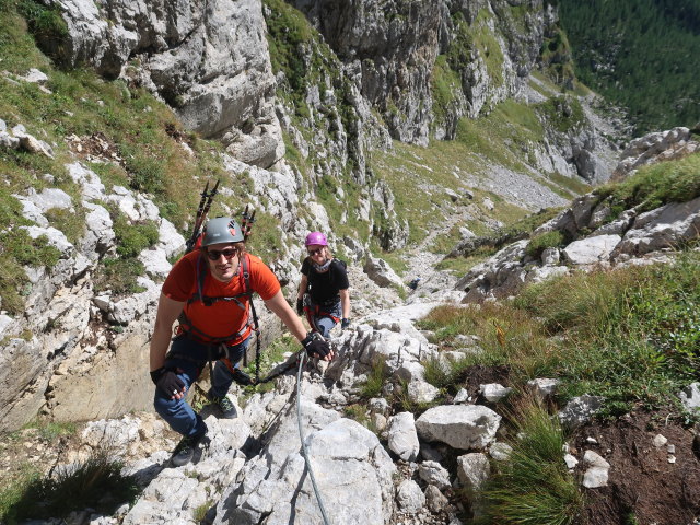 Via Ferrata Enrico Contin: Thomas und Birgit zwischen Einstieg und Forcella Contin